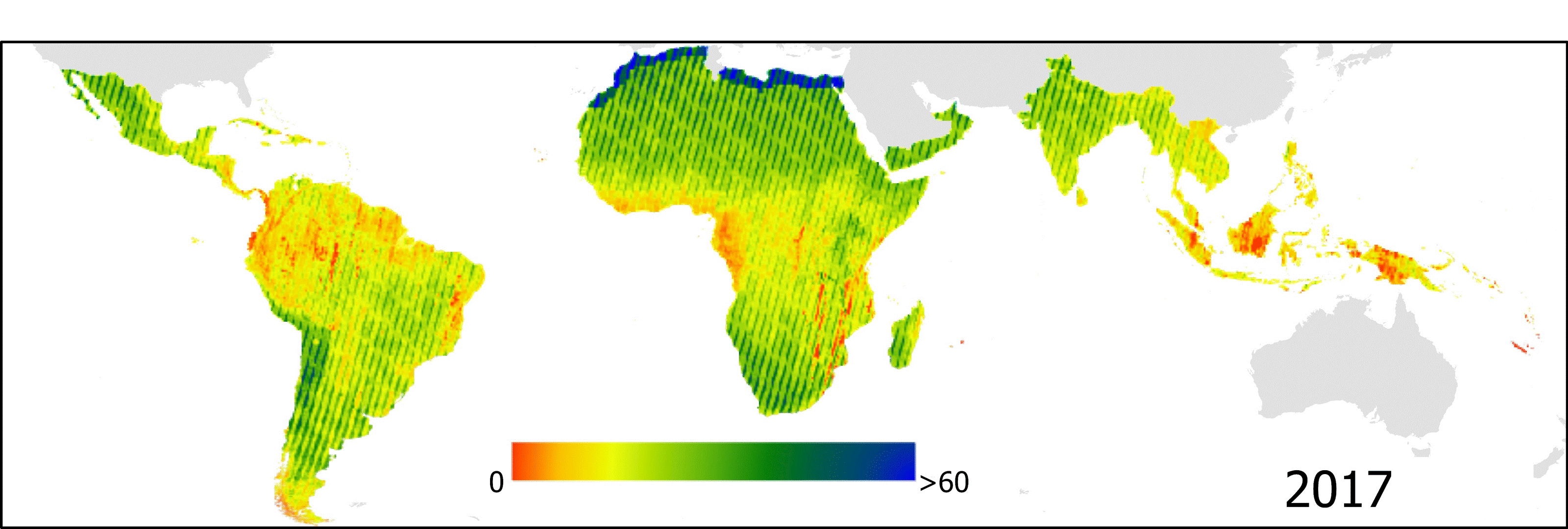 Spatial distribution of cloud-free data