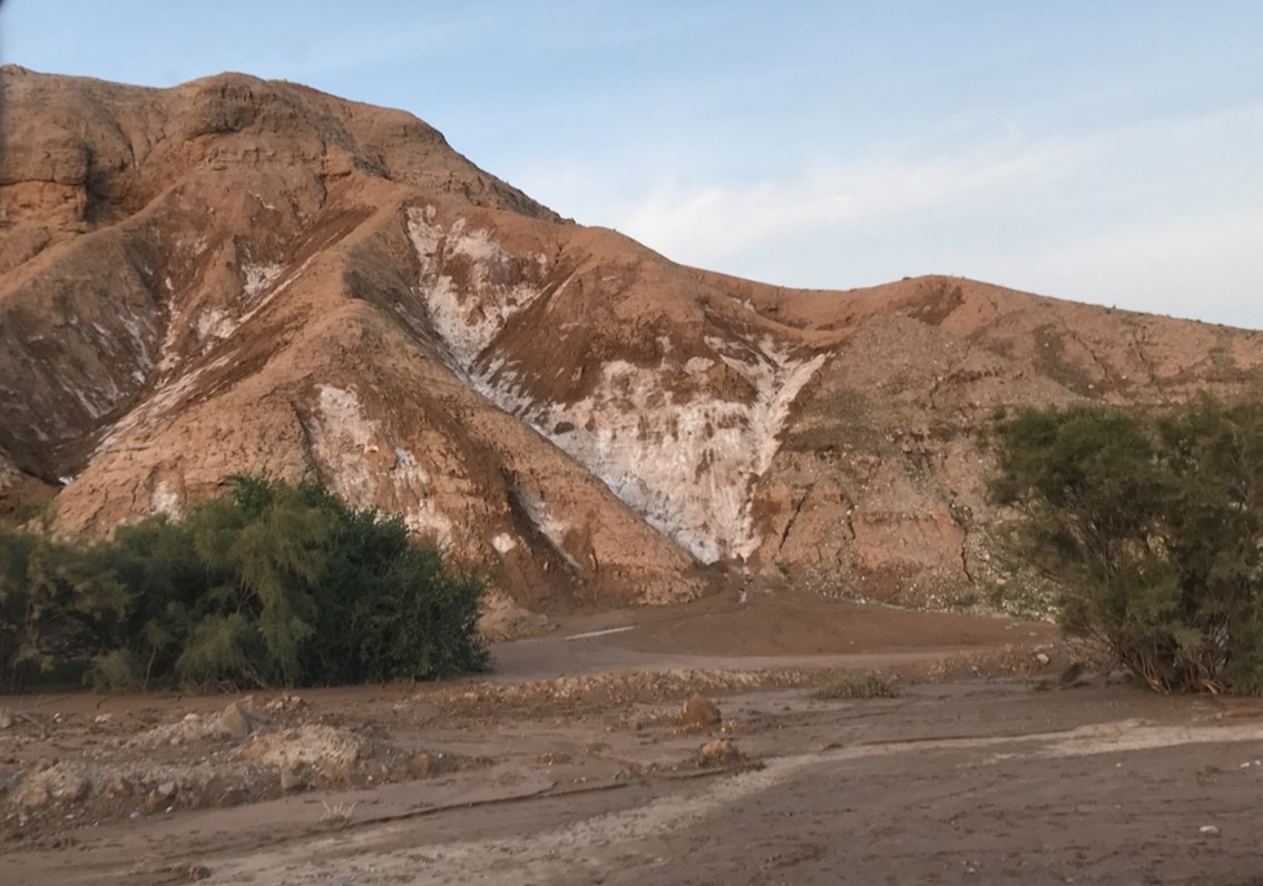 Snow-like coverage of salts after rain