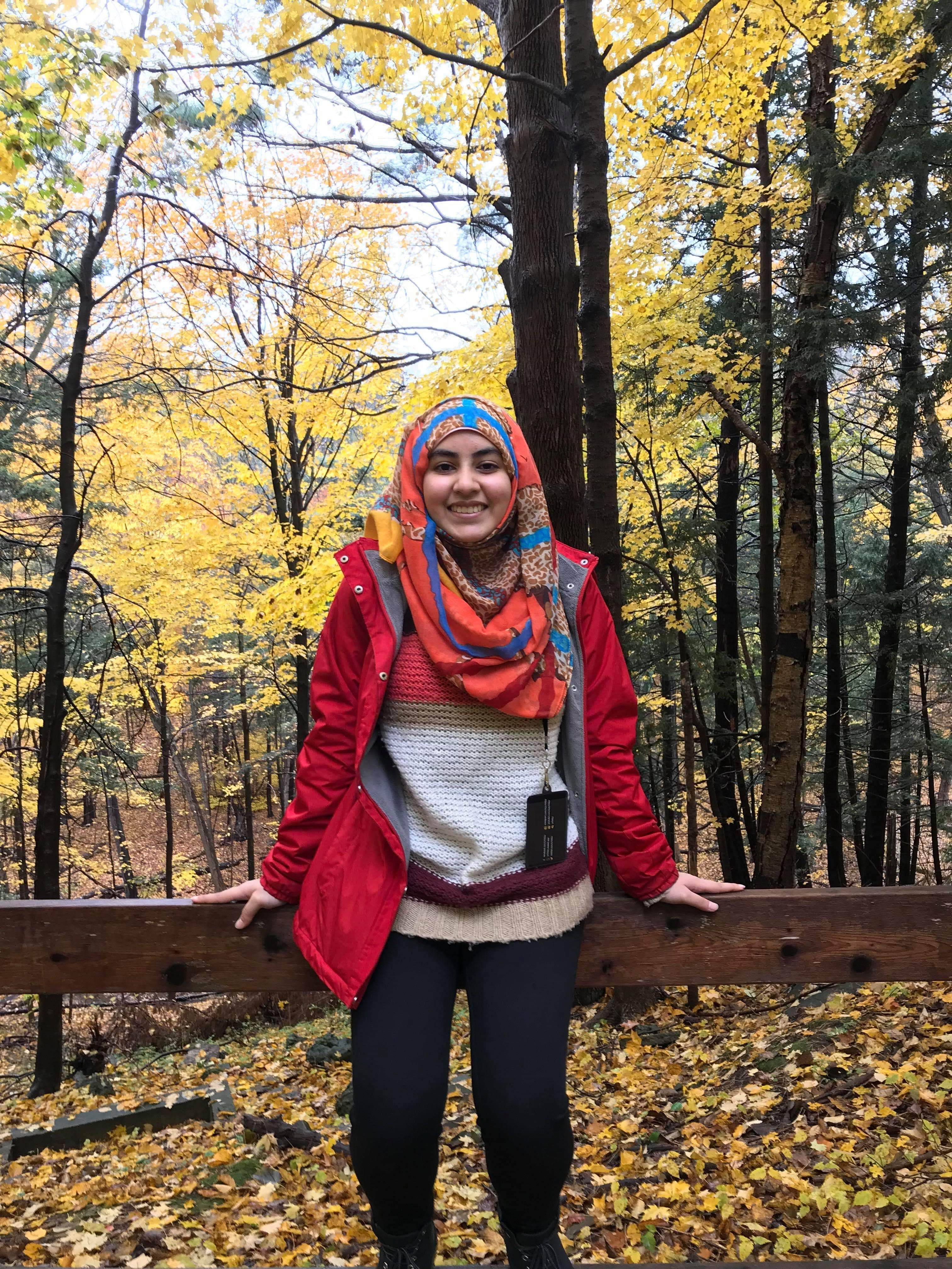 A photo of me during a hike in the forest surrounding University of Toronto - Mississauga campus. 