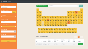 screenshot of the Materiae database