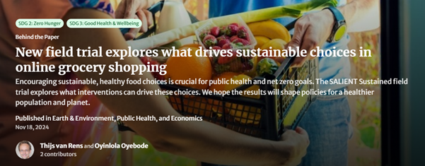New field trial explores what drives sustainable choices in online grocery shopping