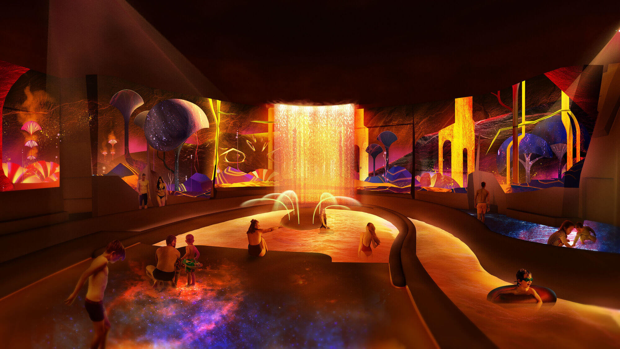 Aquascope's indoor water park lights