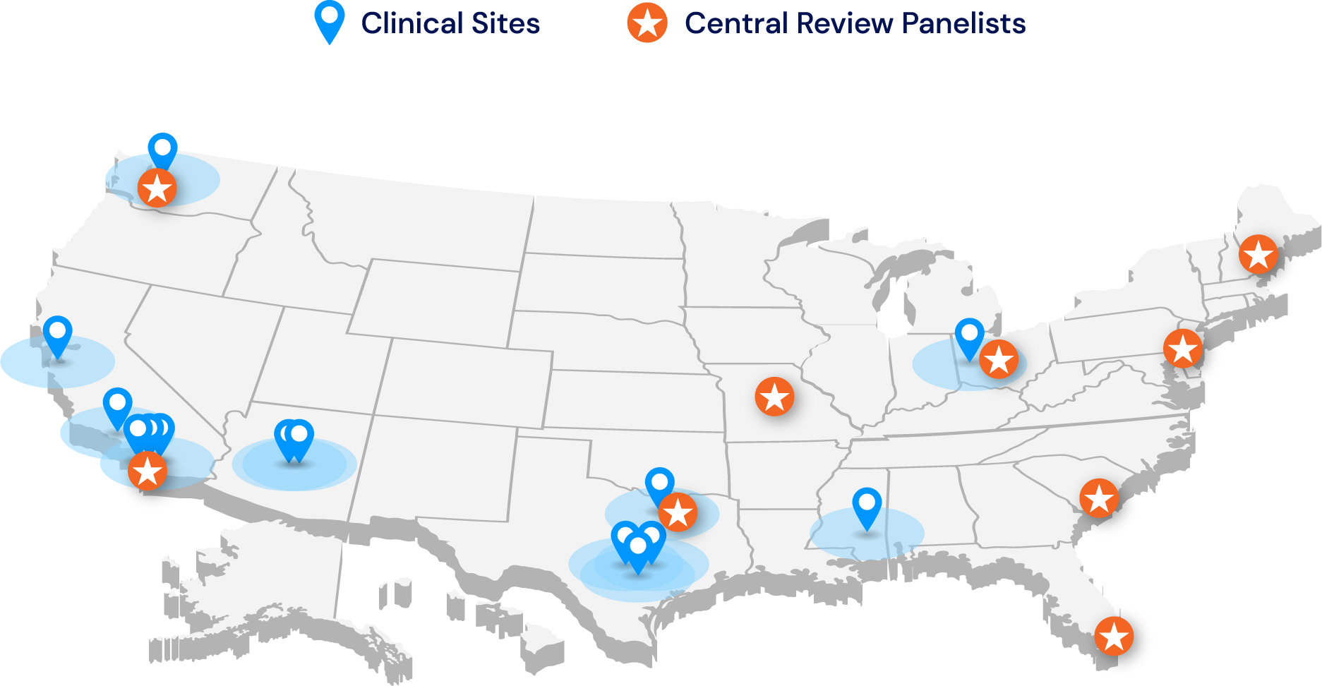 Clincial Sites and Central Review Panelists map