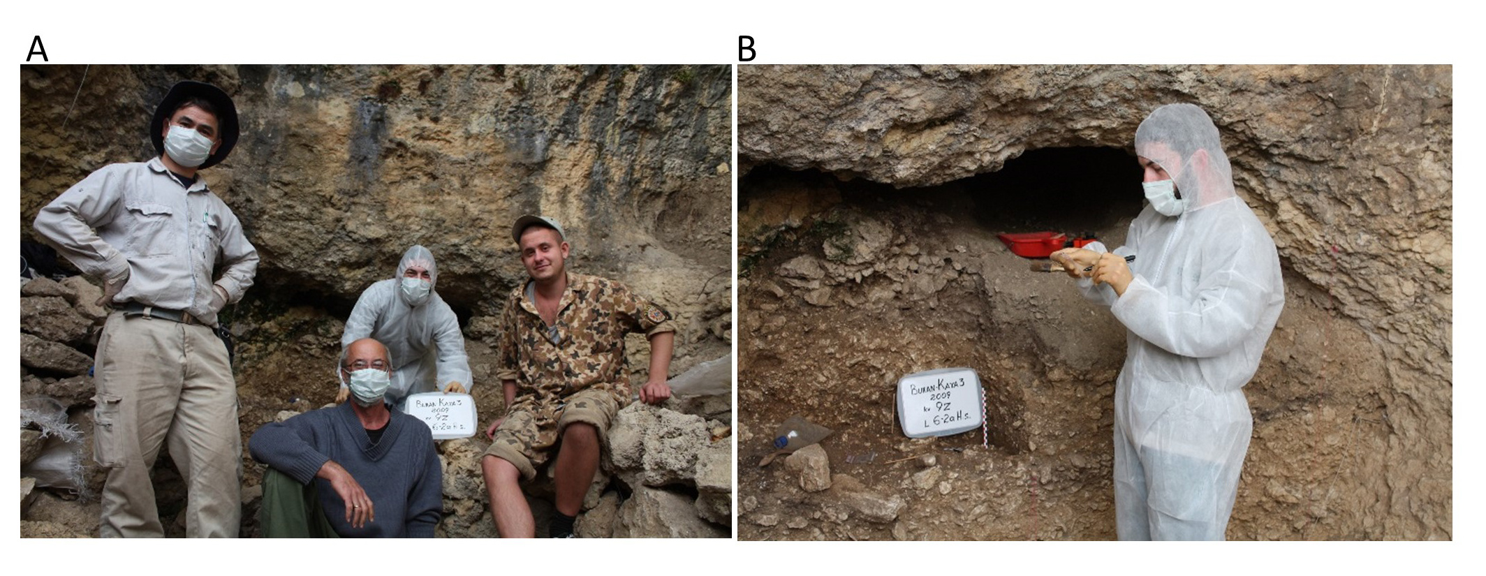 The Buran Kaya III excavation team in action on site