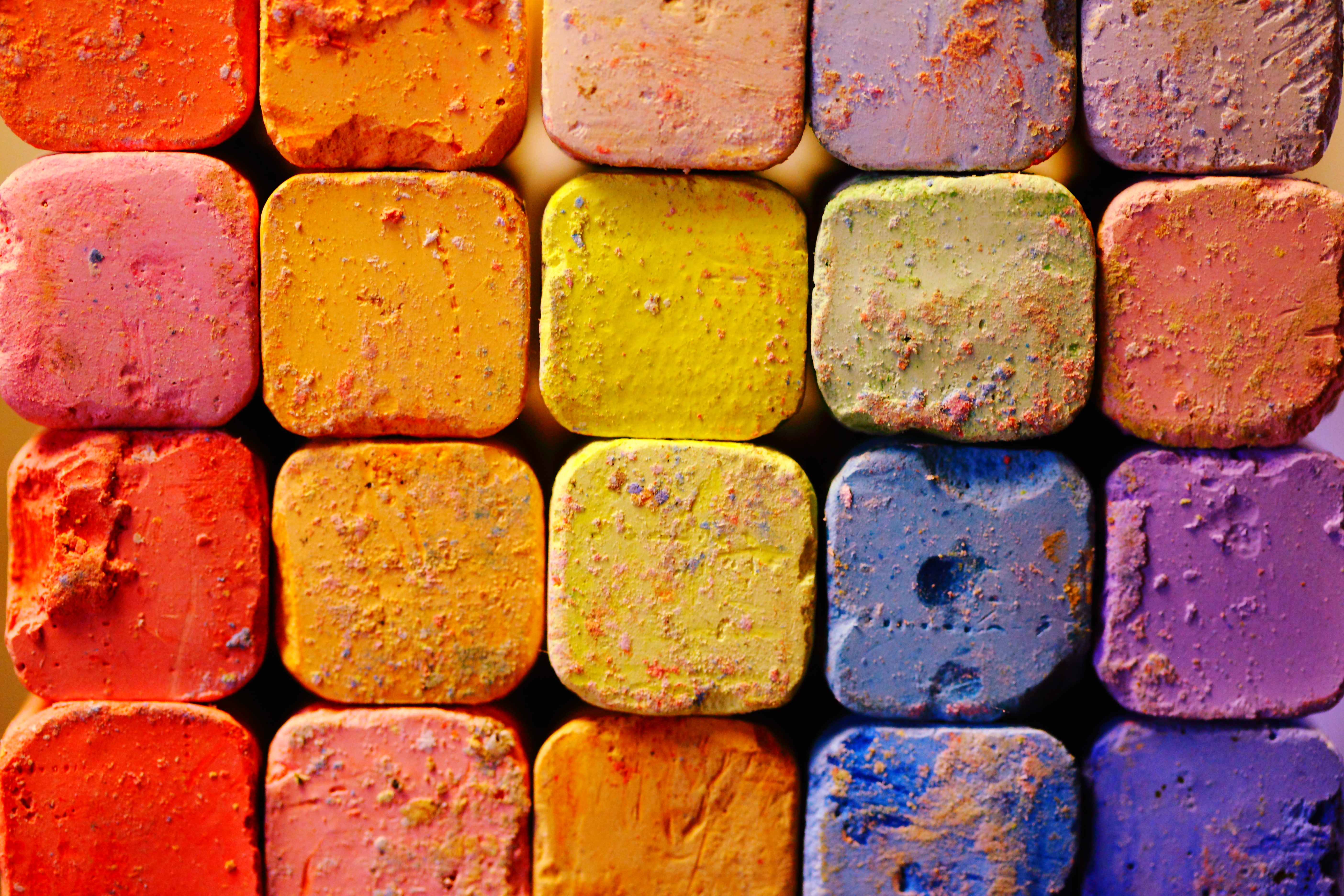 A pile of colored chalk 