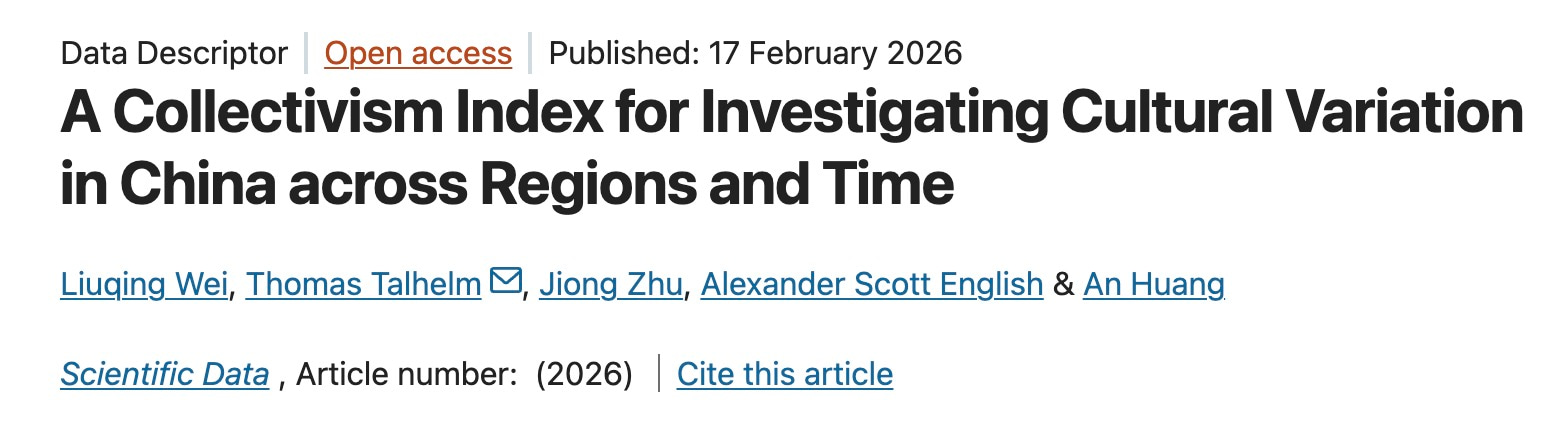 Journal page - collectivism index for China