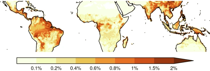 Areas of potential high sensitivity of tree cover to fire. 