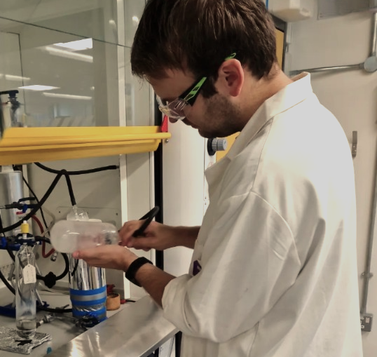 A scientist messing around in a lab