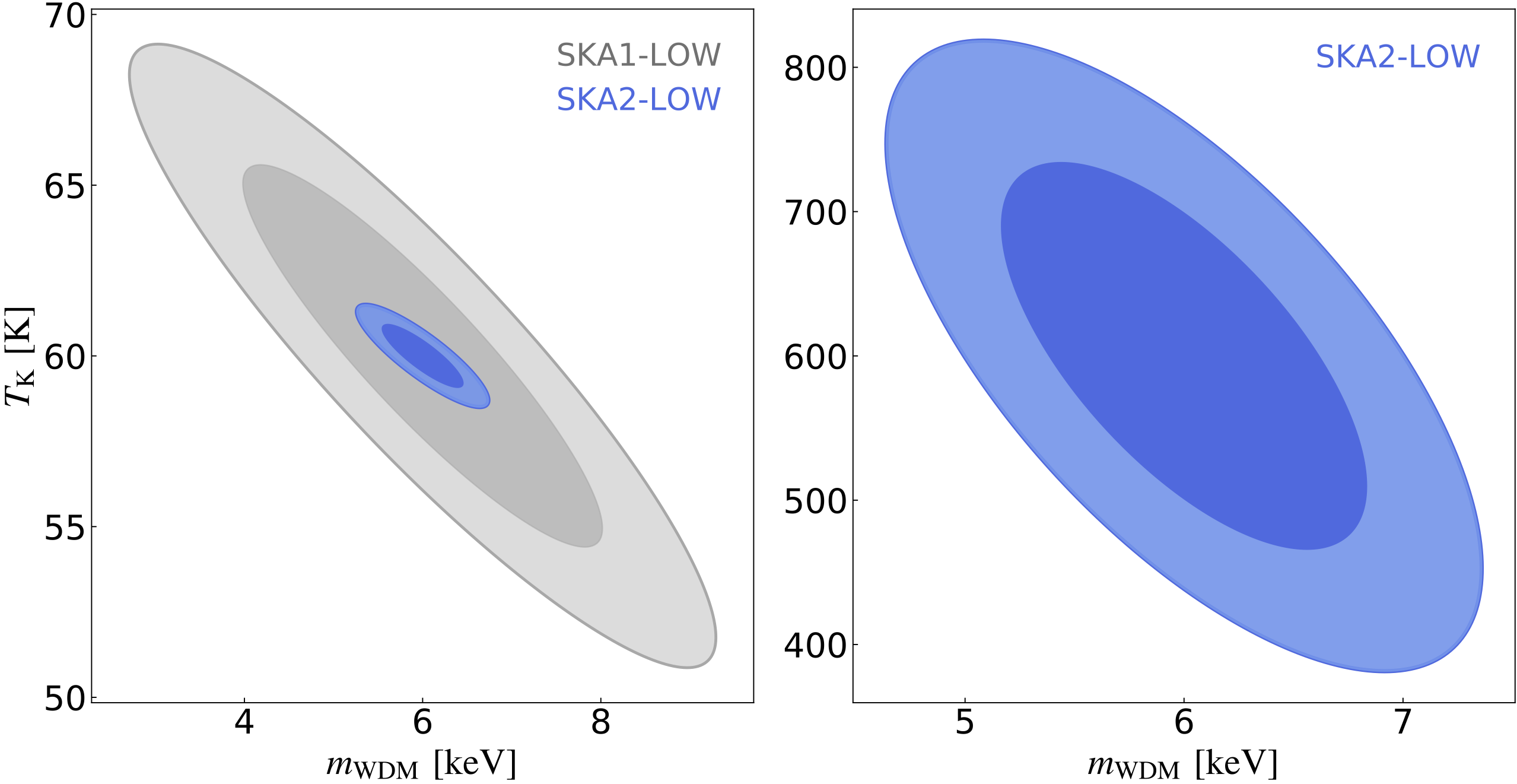 Constraints (68.3% and 95.4% confidence level) on TK and mWDM with the 1-D power spectrum of 21-cm forest at z = 9