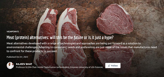 Screengrab of the post Meat (protein) alternatives: will this be the future or is it just a hype?