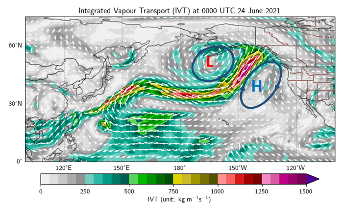 Integrated vapour transport valid at 0000 UTC 24 June 2021