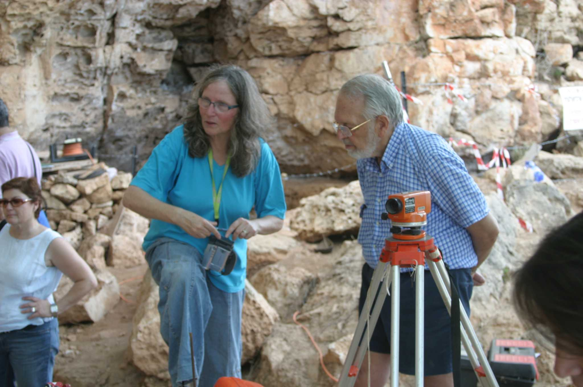 Prof. Mina Weinstein-Evron and Dan David at the cave