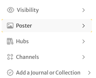 The poster image tab on the right hand side of the content creation page, showing the 'Select image’ button.