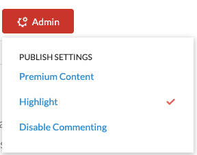 Highlights publish settings 