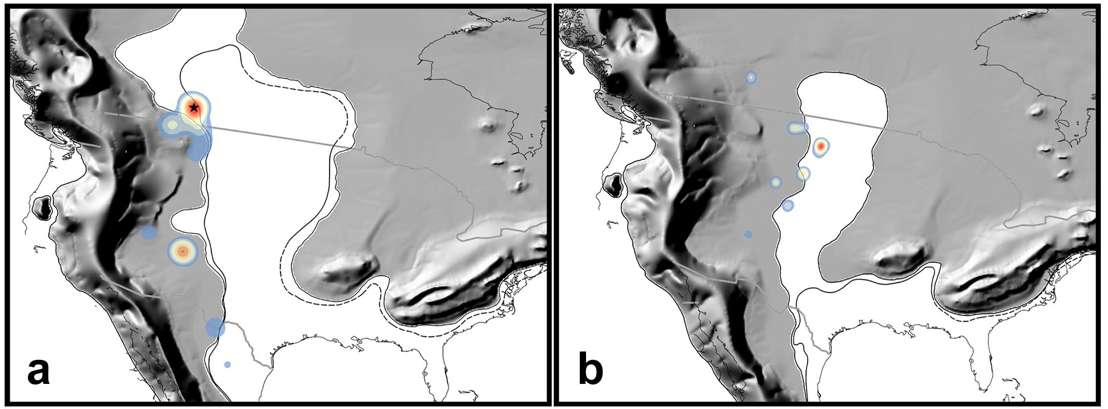 Dinosaur fossil clusters - Latest Cretaceous of North America