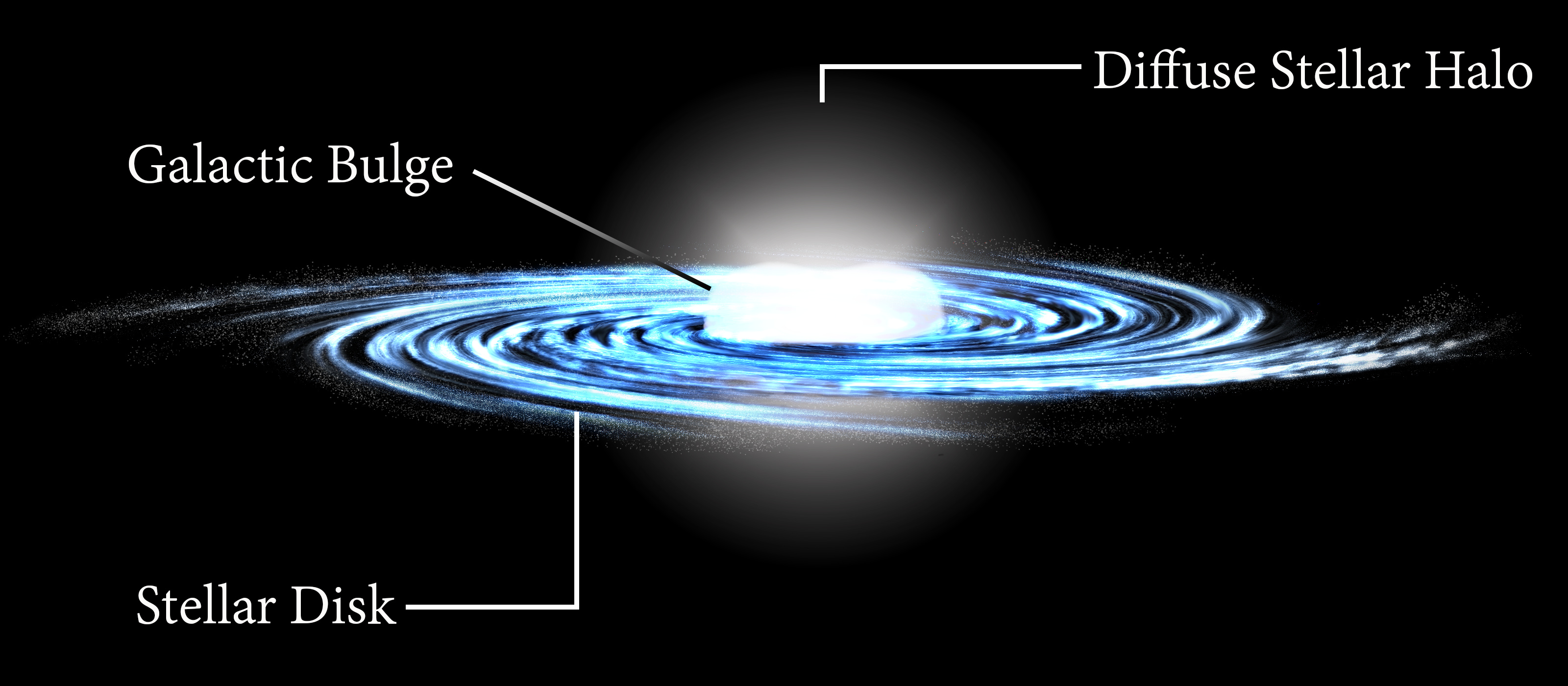 The stellar structures of the Milky Way Galaxy.
