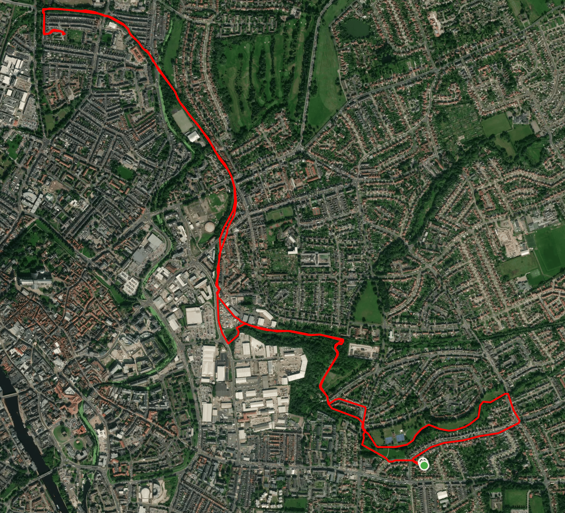 A Strava map of my 5.5 mile bike ride.