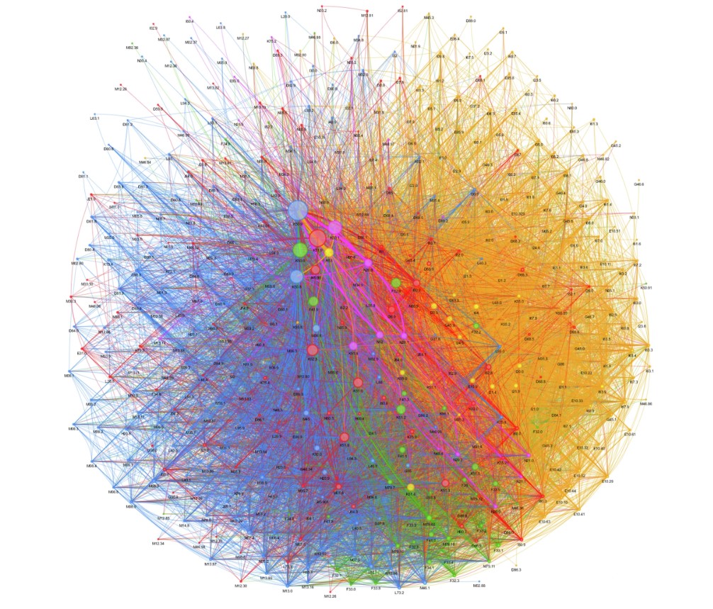 Network analysis from npj Digital Medicine article showing other conditions associated with bowel diseases