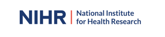 NIHR (National Institute for Health and Care Research) logo featuring the letters “NIHR” in blue with the full organisation name displayed beneath.