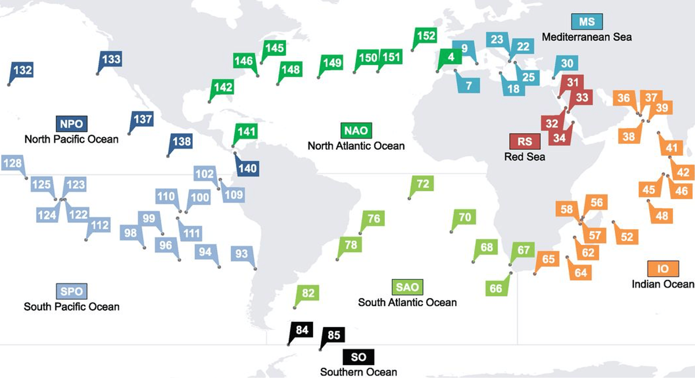 Map of Tara Oceans stations with seawater metagenomes used in this study