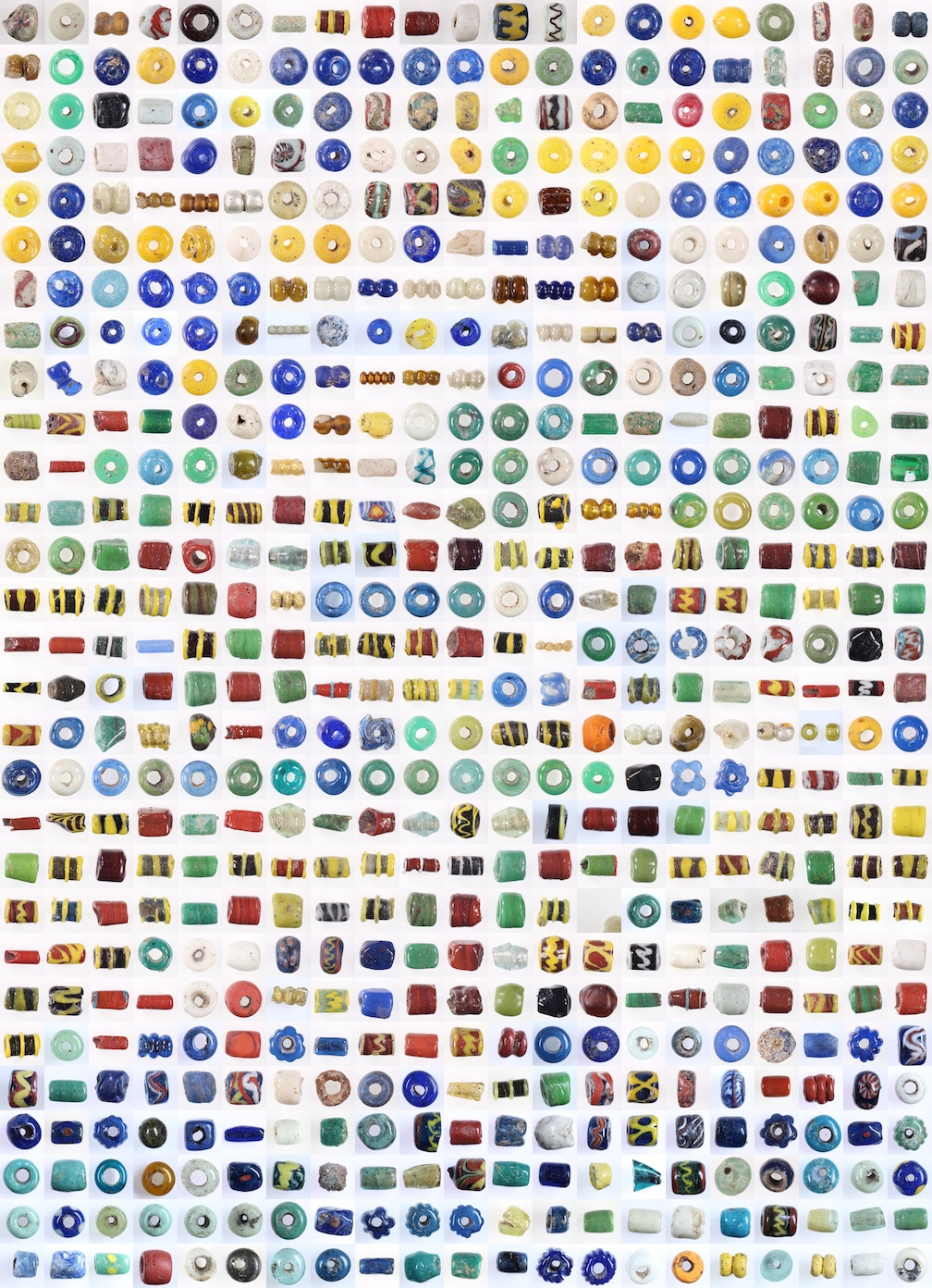 Imported beads from the excavations in Ribe, in stratigraphical order. 