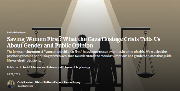Saving Women First? What the Gaza Hostage Crisis Tells Us About Gender and Public Opinion