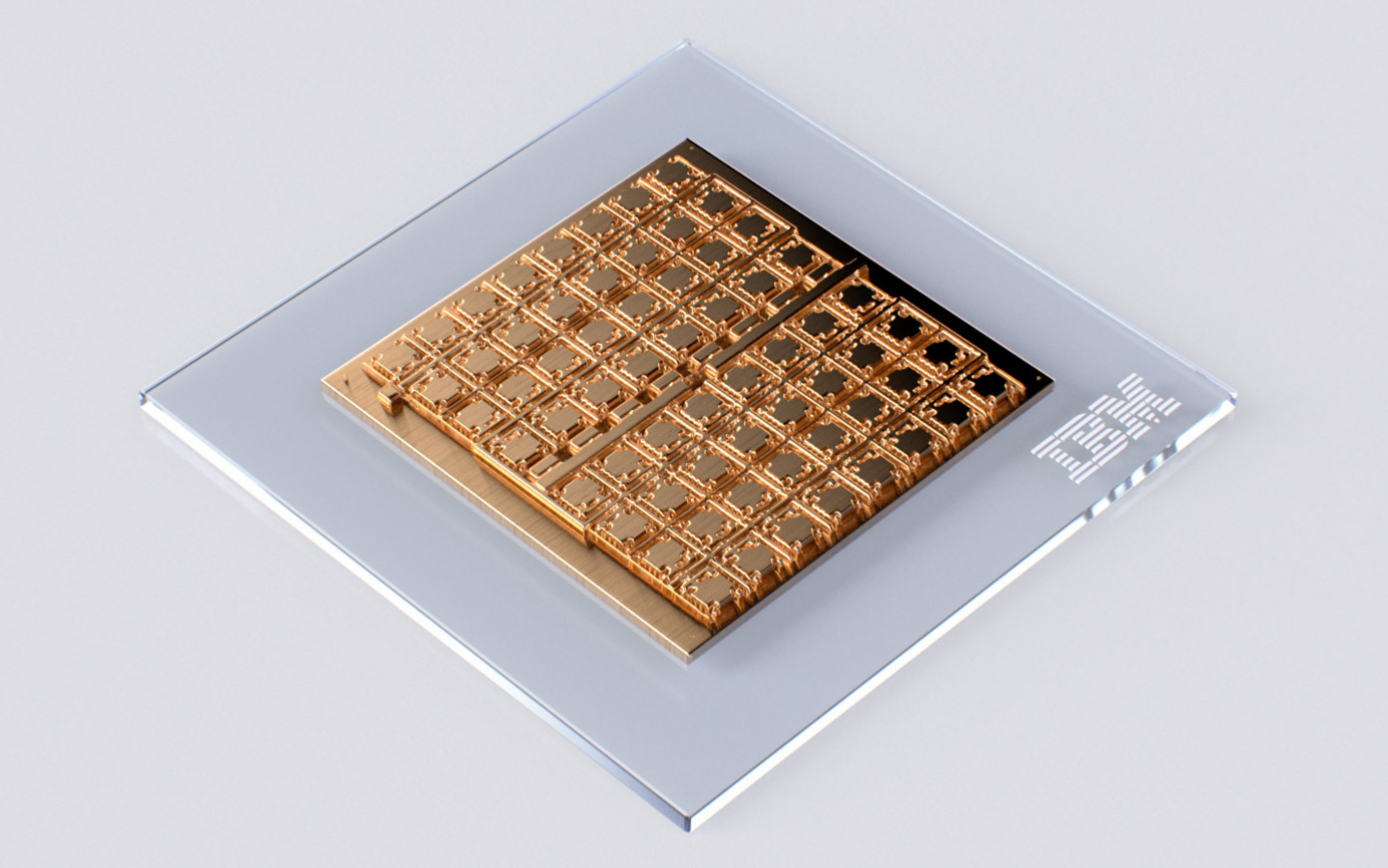 Illustration of the IBM HERMES Project chip from a high-resolution optical micrograph.