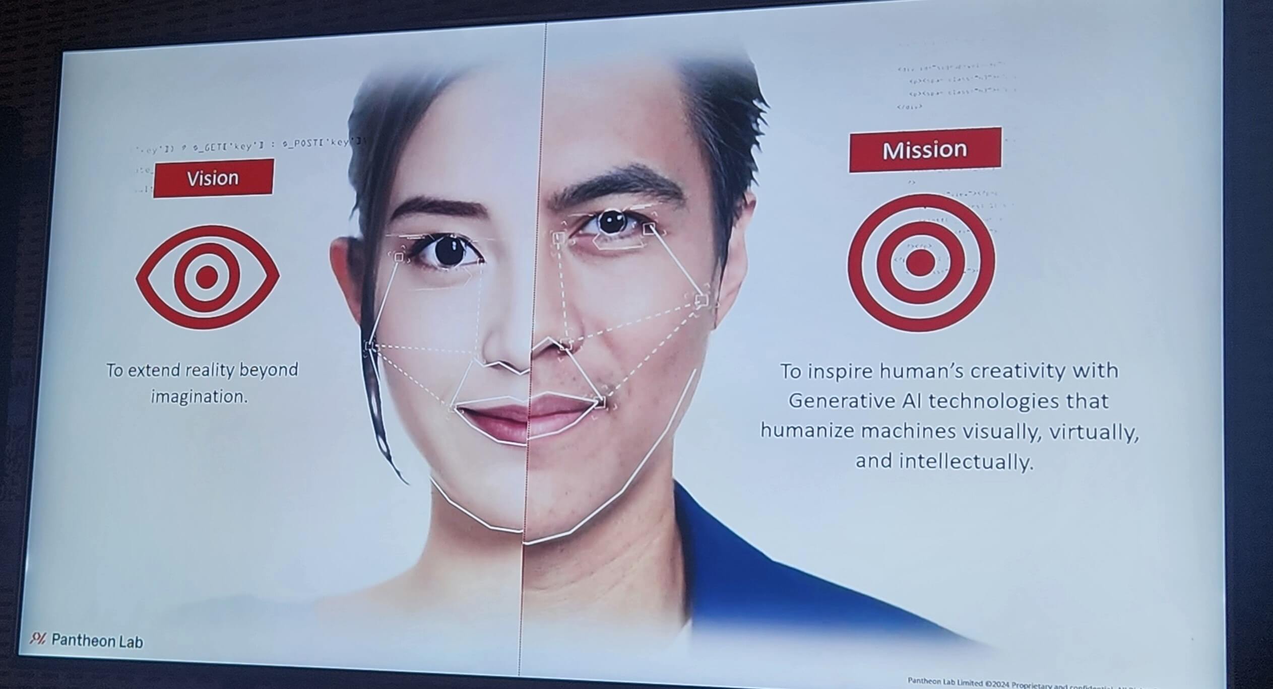 Slide of digital human, two faces merged