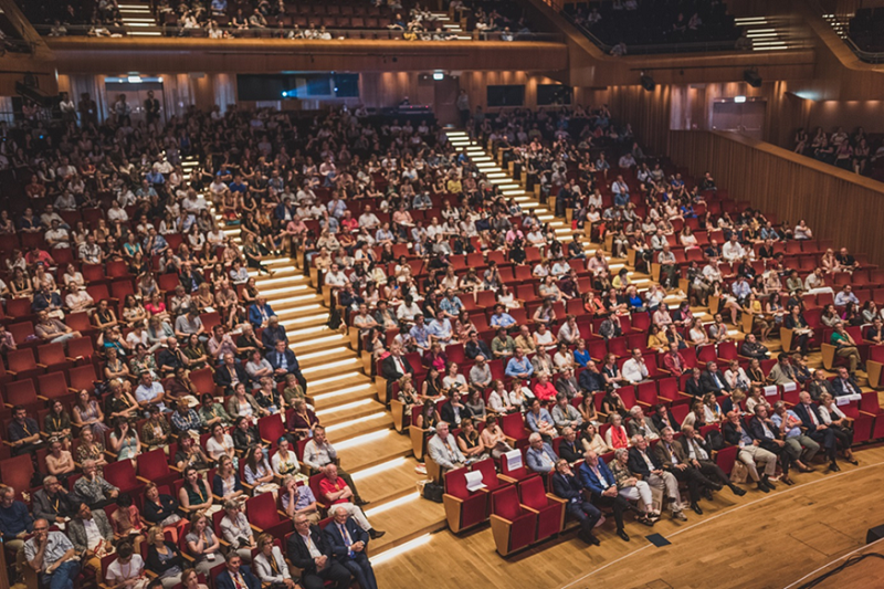 Phoo taken from above showing Congress participants during a lecture.