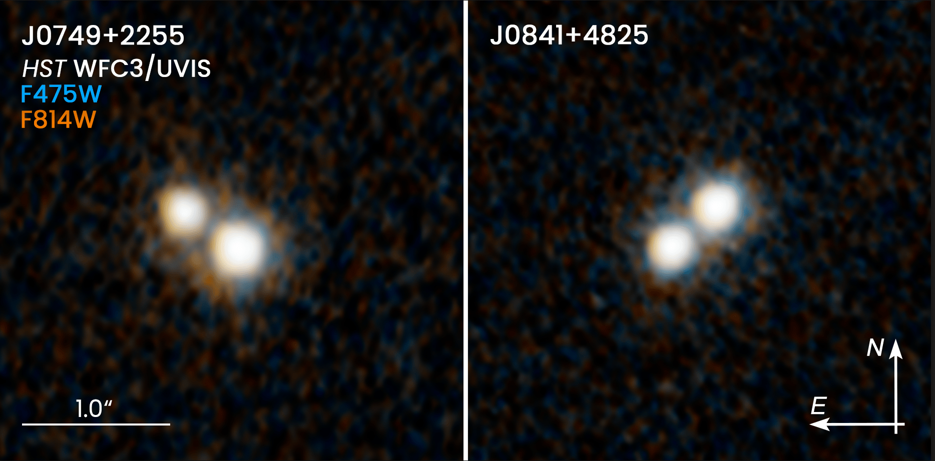 HST images of two dual quasars showing two close point sources