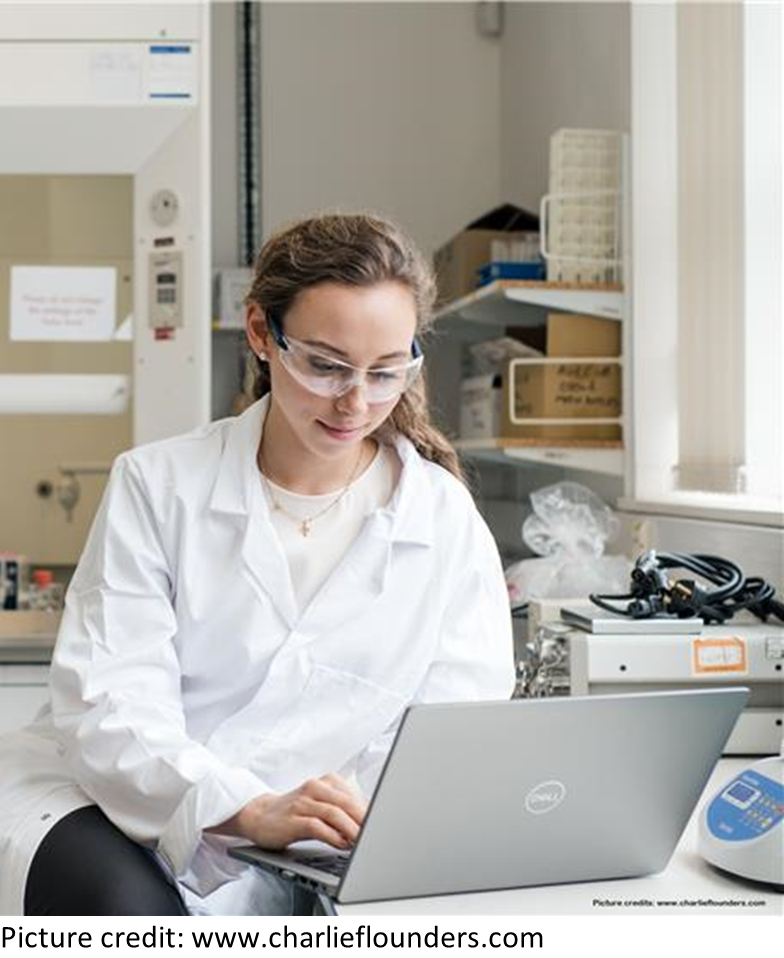 Tara Lurshay in the lab