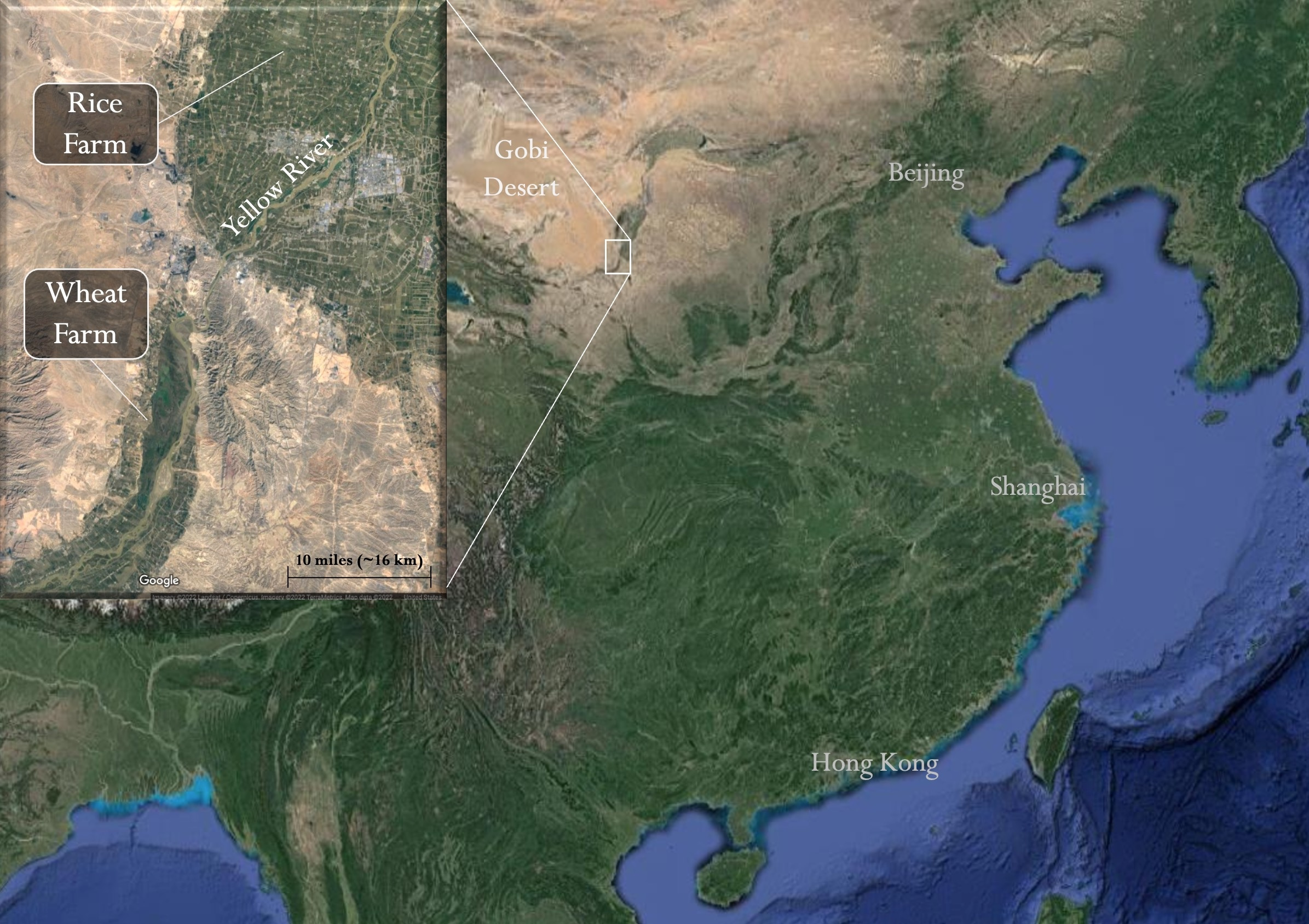 Map of location of two state farms in northwest China's Ningxia Province