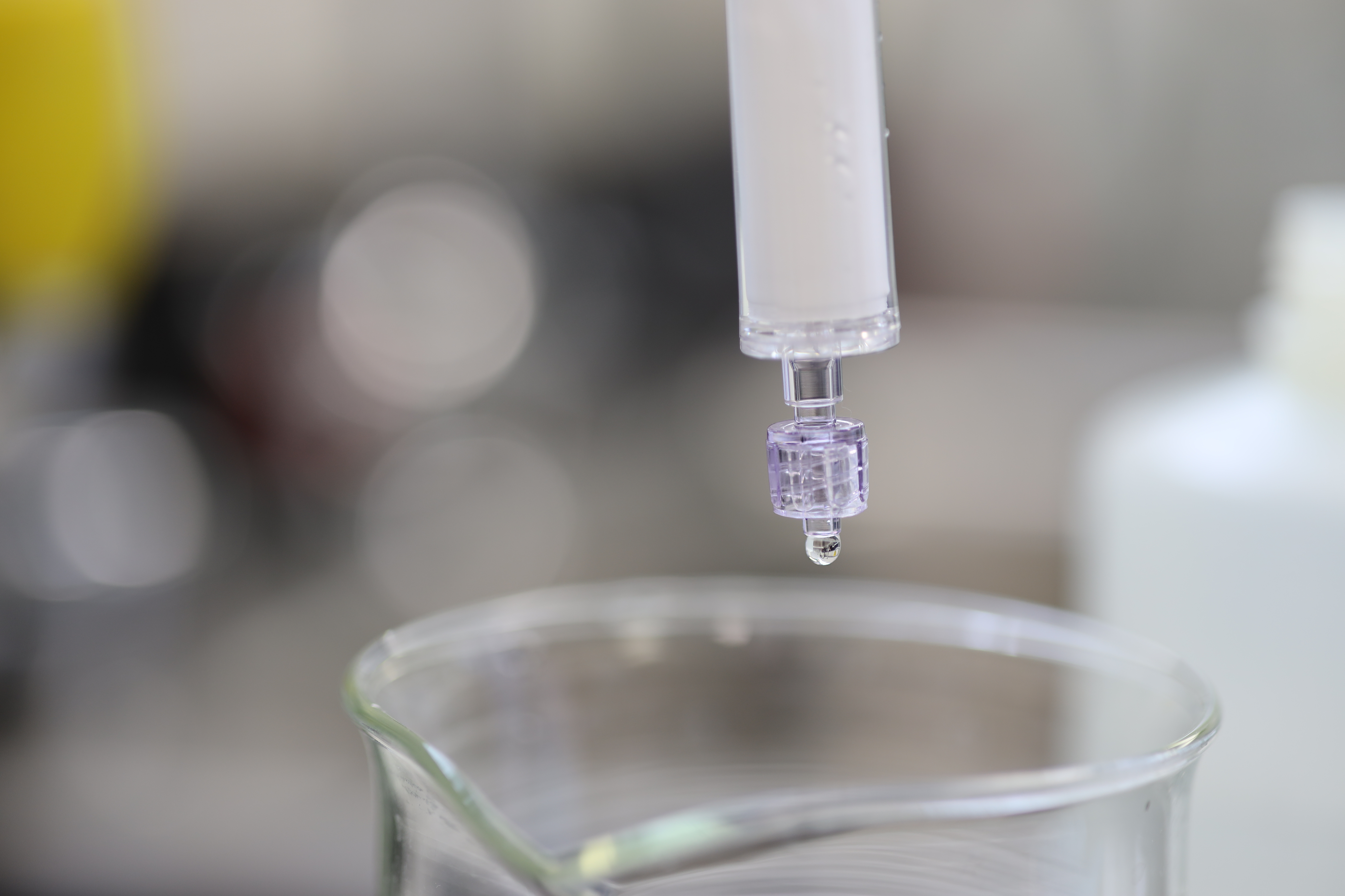 Water dropping from an eDNA filter.