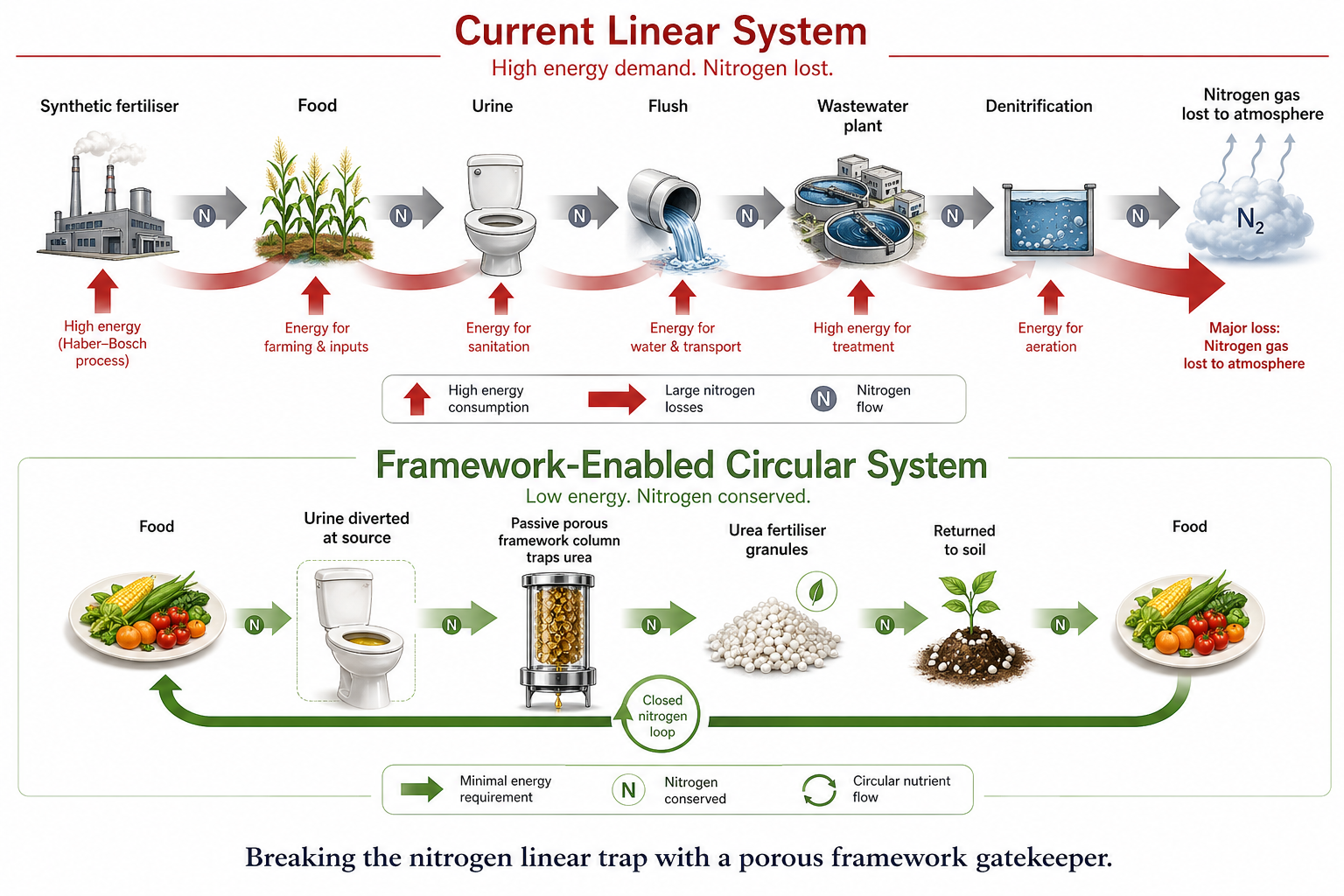 Circular recovery approach for urine via COFs