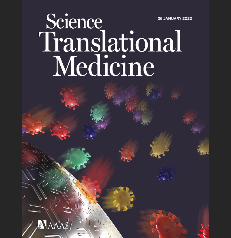 Cover of Science Translational Medicine Volume 14, Issue 629, 26 Jan 2022. Illustration: Veronica Falconieri Hays/Falconieri Visuals