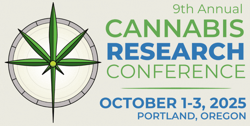 Advert promoting the 9th Annual Cannabis Research Conference, to be hosted in Portland, Oregon on October 1-3, 2025
