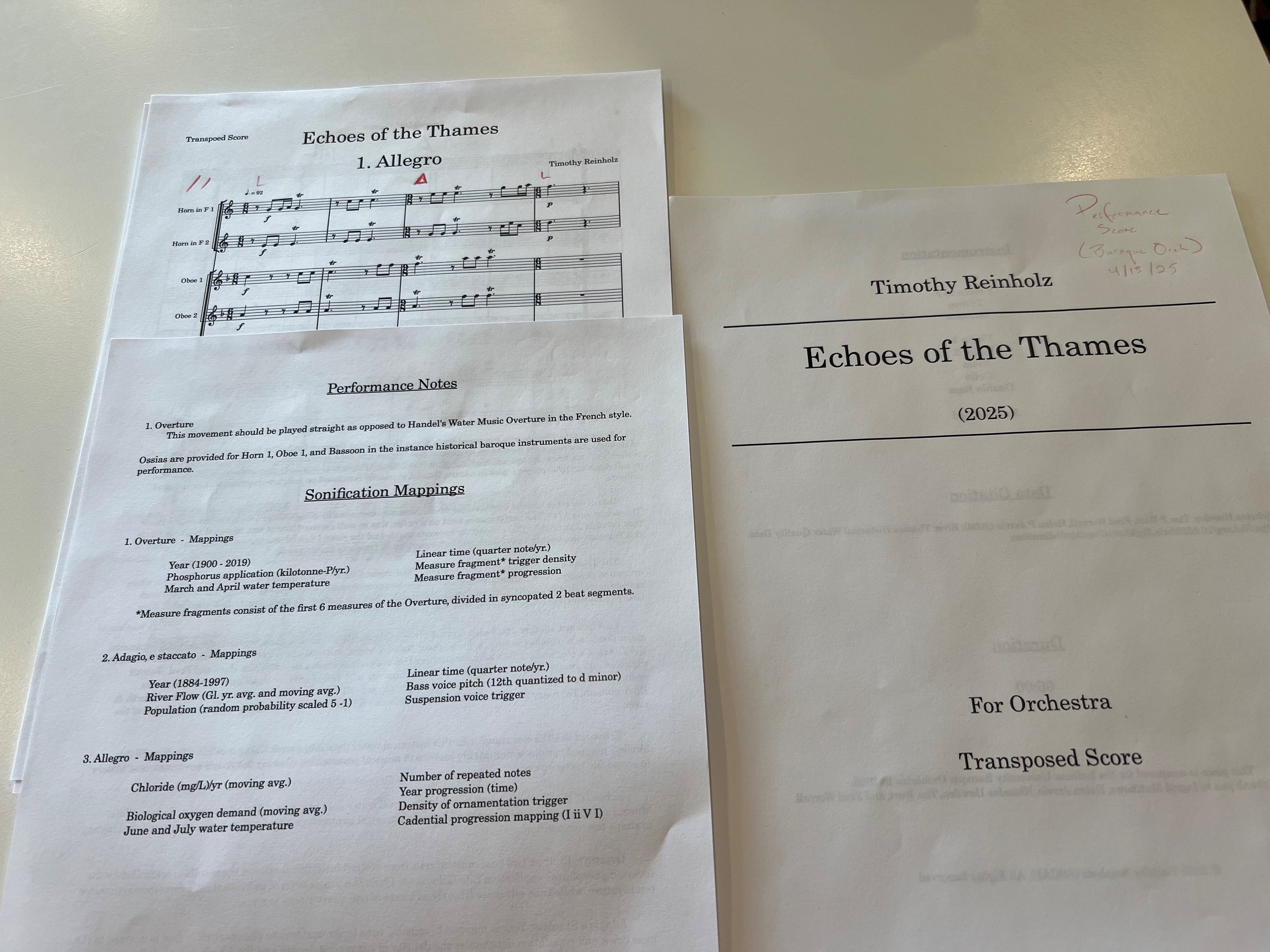 The score of Echoes of the Thames