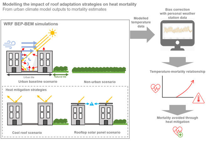 Schematic showing how urban heat interventions were analysed. Schematic showing how urban heat interventions were analysed.