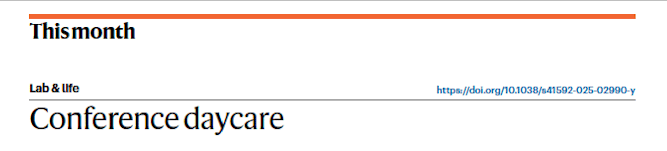 a story title in Nature Methods : conference daycare