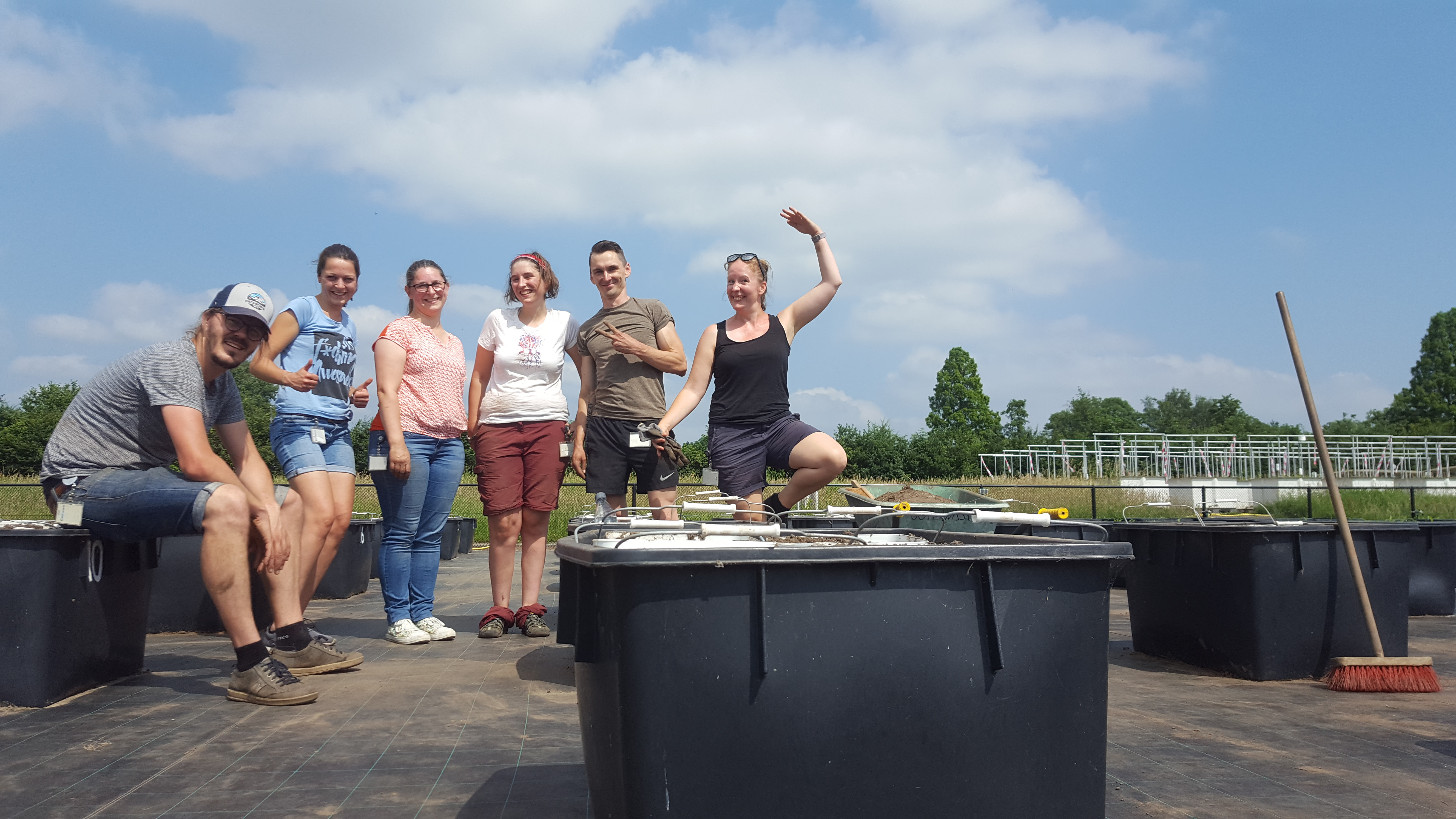 The team after completing the job. From left to right, Robin Heinen, Renske Jongen, Katja Steinauer, Martine Huberty, Jon De Long, and Emilia Hannula