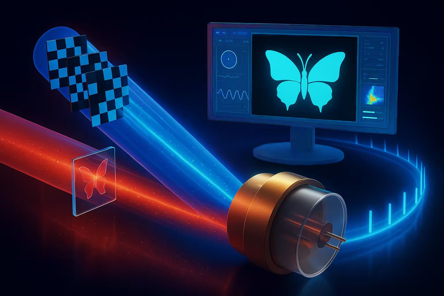Conceptual diagram of mid-infrared two-photon computational imaging