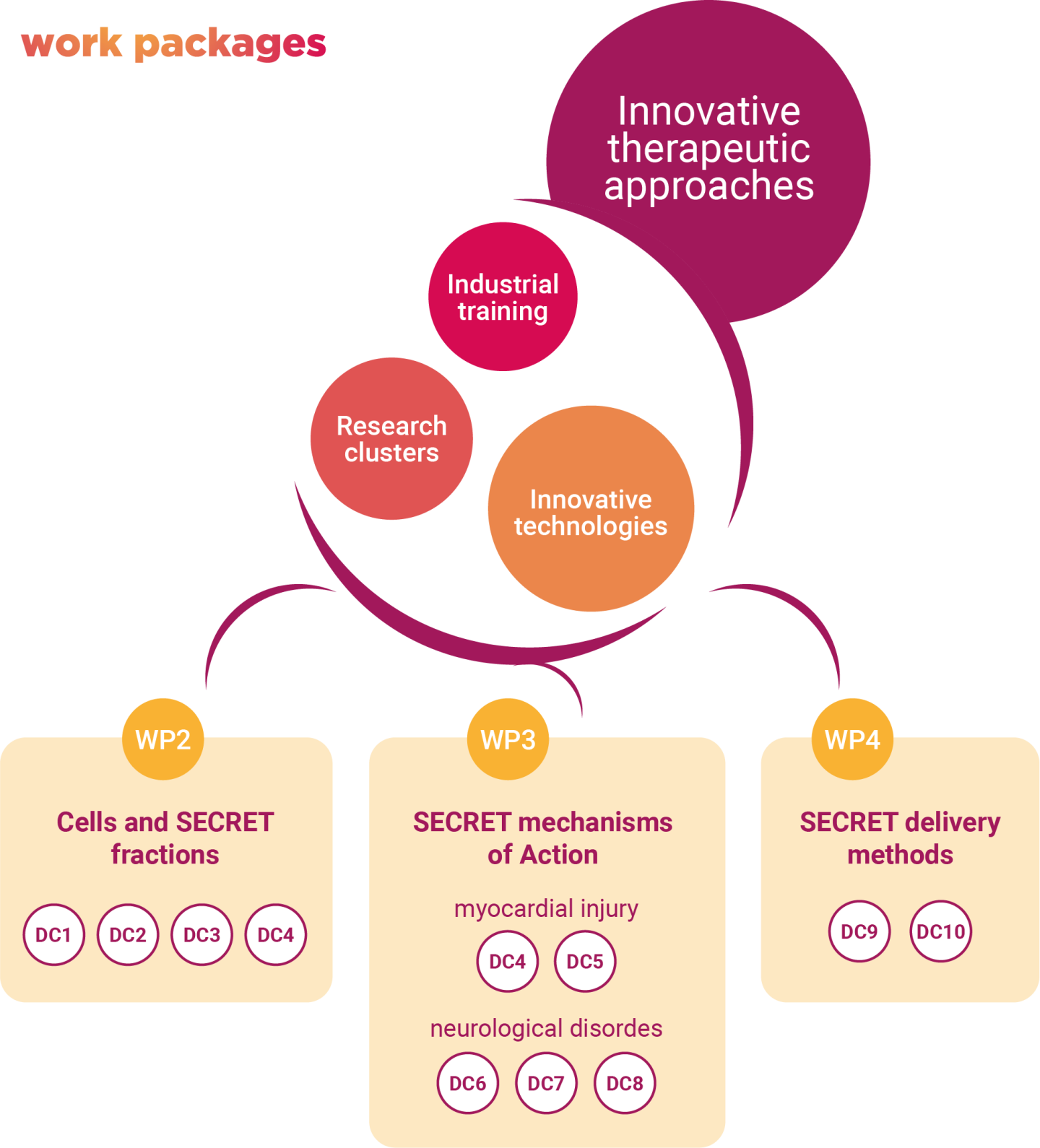 Diagram representing the SECRET Work Packages