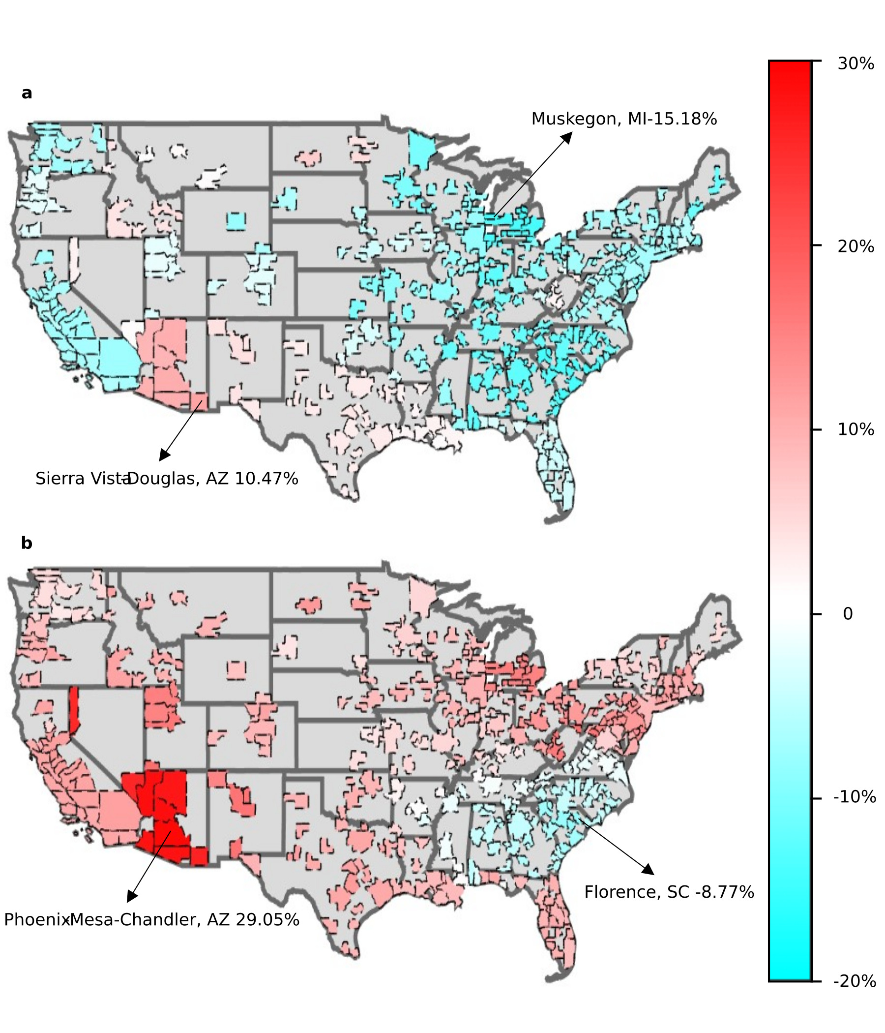 a. Total EC change. b. Residential EC change.