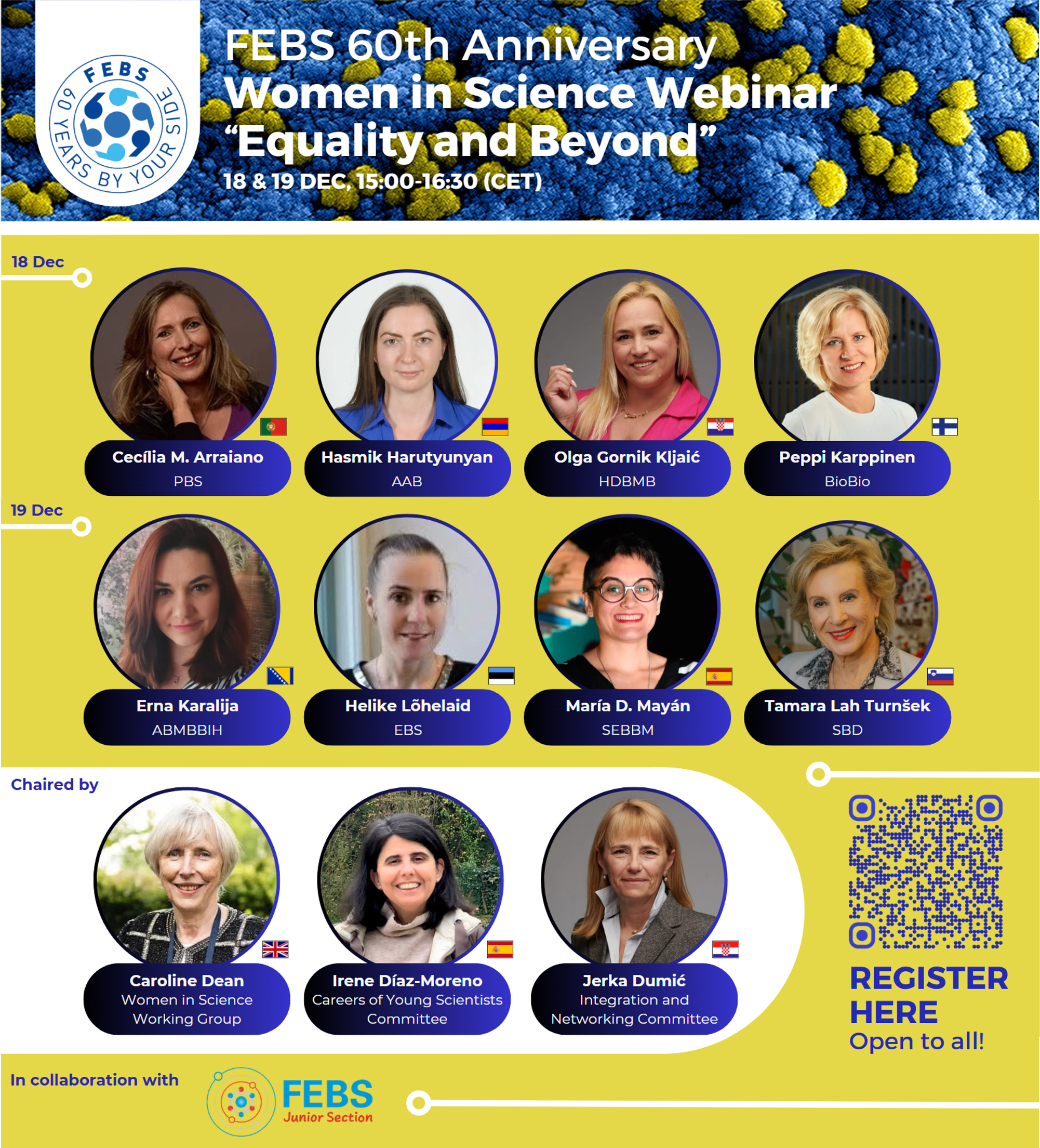 Promotional flyer of the Women in Science webinar
