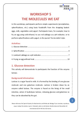 The molecules we eat – SEBBM workshop 5