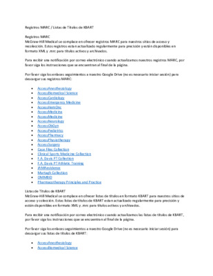 Registros MARC / Listas de Títulos de KBART
