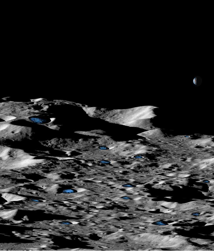 Thick Ice Deposits Near the Poles of the Moon