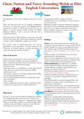Bethan James: Class, nation and voice: Sounding Welsh at elite English universities