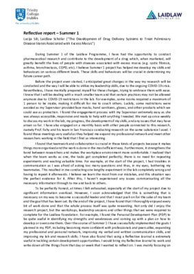 2020 Laidlaw Scholars - Lucija Sili - Reflective Report (Summer 1)