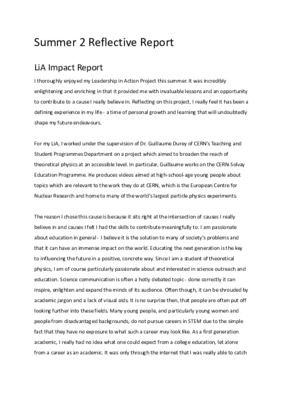 2022 Laidlaw Scholars - Sarah Tobin-McGovern - Reflective Report (Summer 2) 